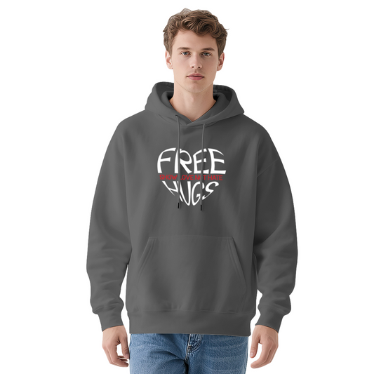 Free Hugs Heart Dark Grey Unisex Hoodie, Super Soft Comfort