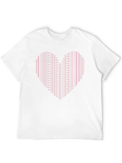 Heart Stitch Print Black T-Shirt