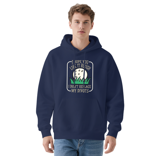 I Hope You Like It Rough Golf Funny Text Navy Hoodie, Golfer Soft Casual Sweatshirt