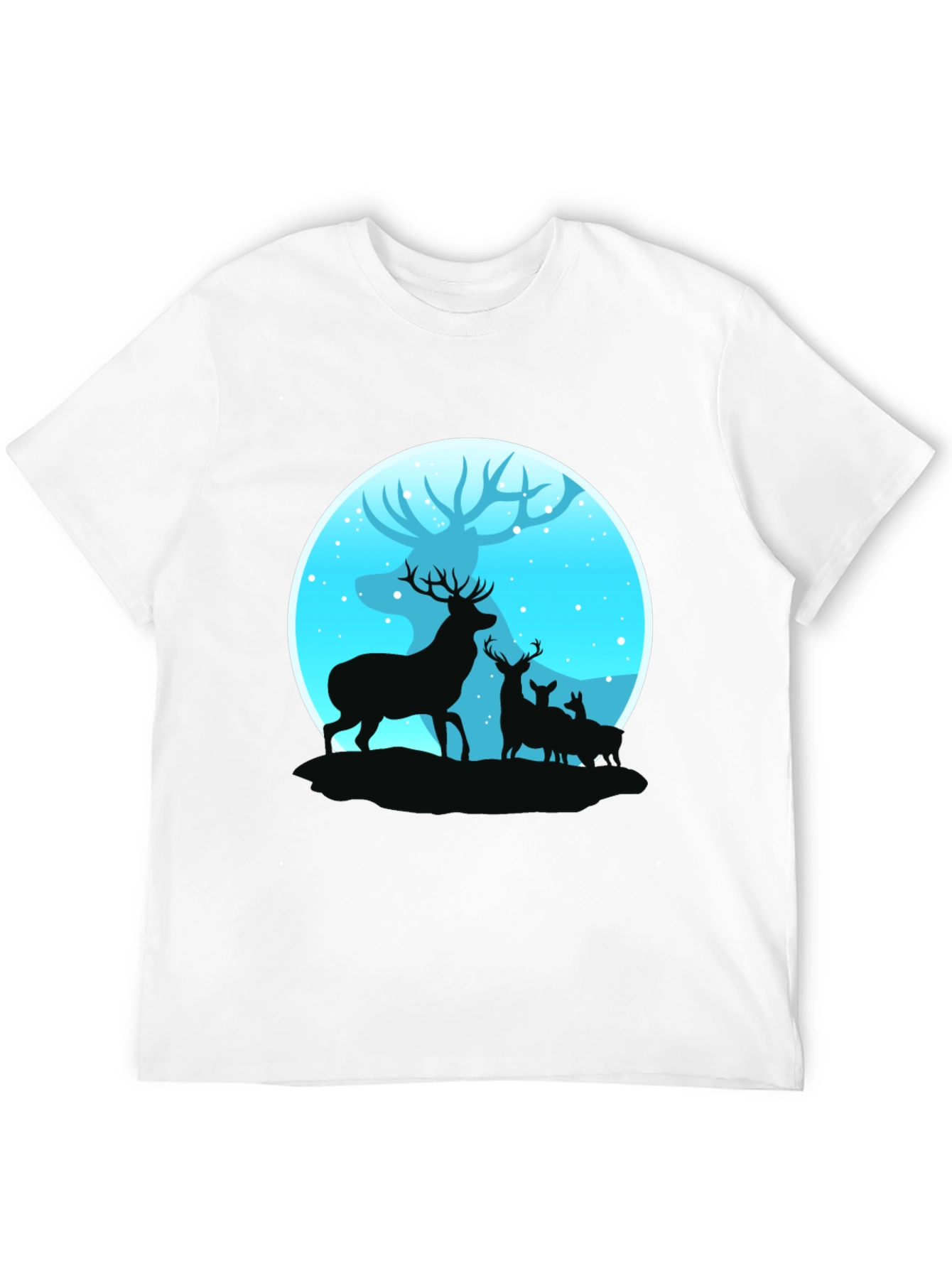 Deer Silhouette Graphic Print Black T-Shirt