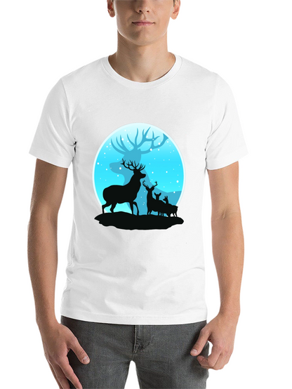 Deer Silhouette Graphic Print Black T-Shirt