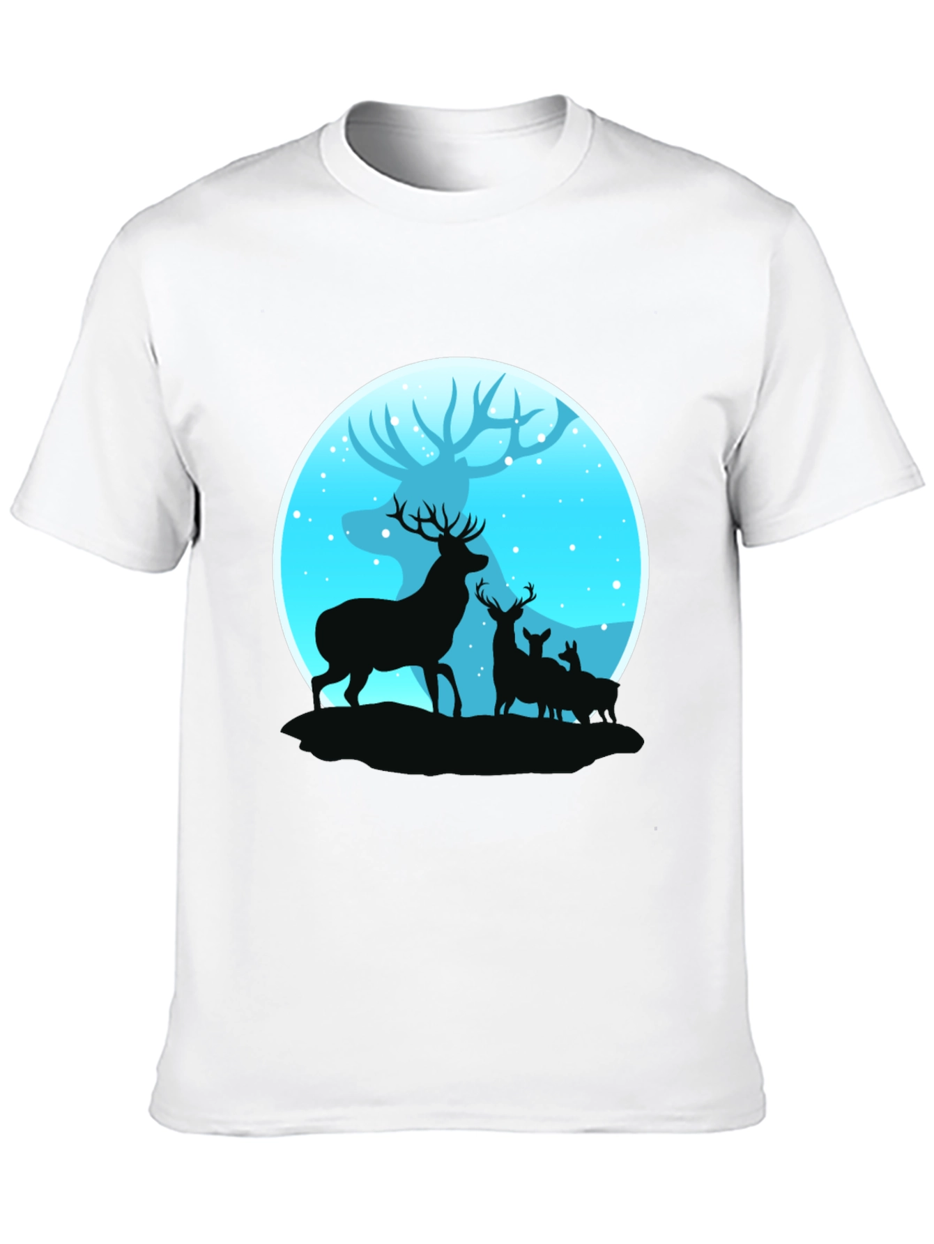 Deer Silhouette Graphic Print Black T-Shirt