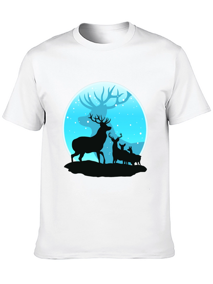 Deer Silhouette Graphic Print Black T-Shirt