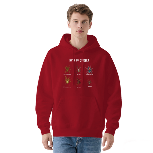 Types Of Spiders Bug Lover Soft Red Hoodie, Casual Comfort Pullover
