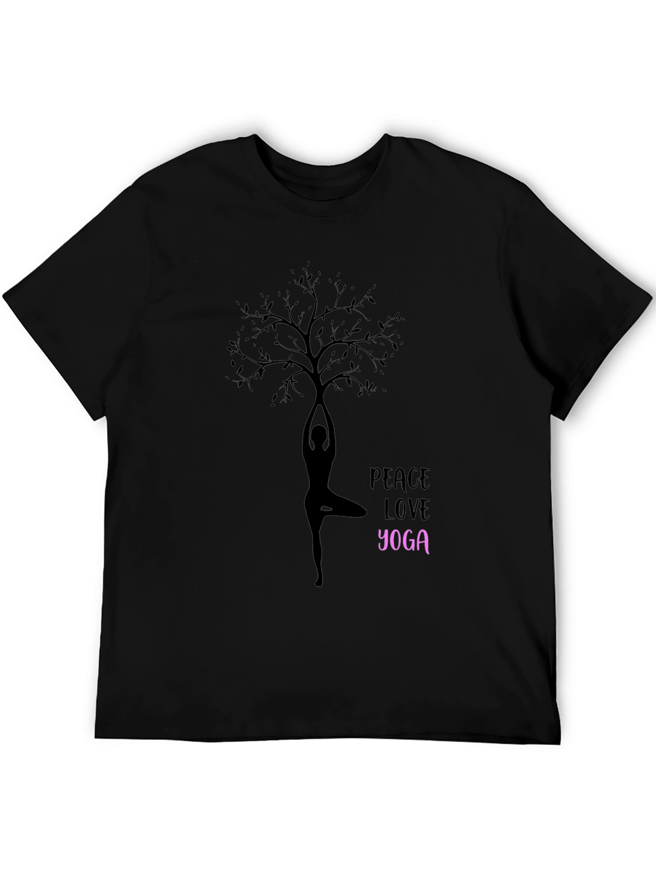 Peace Love Yoga T-Shirt - Black Cotton Blend Tee
