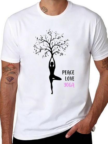 Peace Love Yoga T-Shirt - Black Cotton Blend Tee