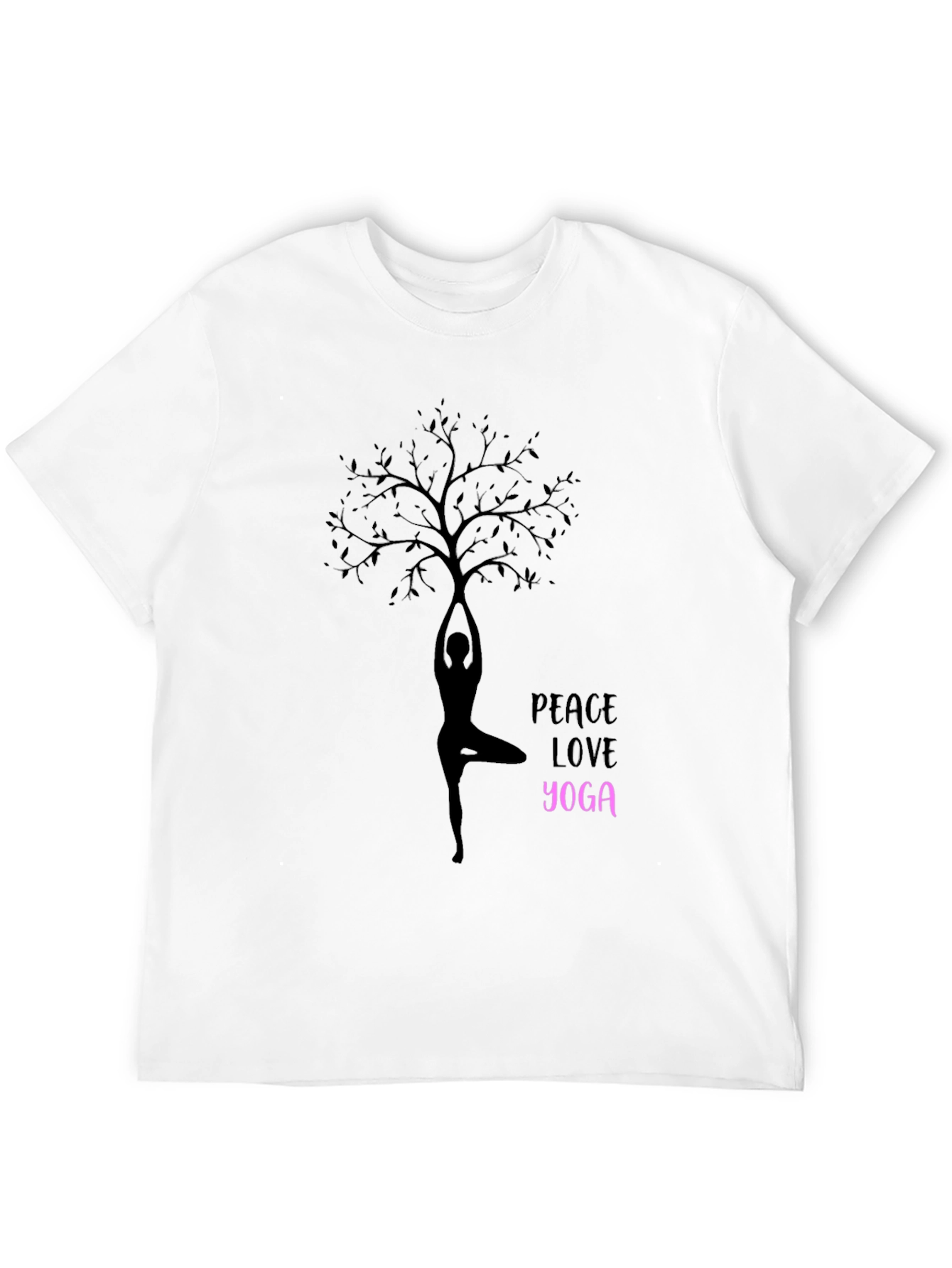 Peace Love Yoga T-Shirt - Black Cotton Blend Tee