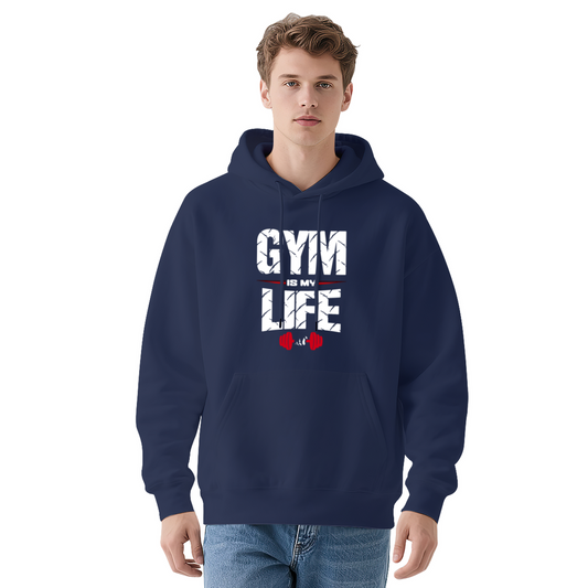 Gym Is My Life Dumbbell Navy Hoodie, Fitness Lover Ultra Soft Sweatshirt