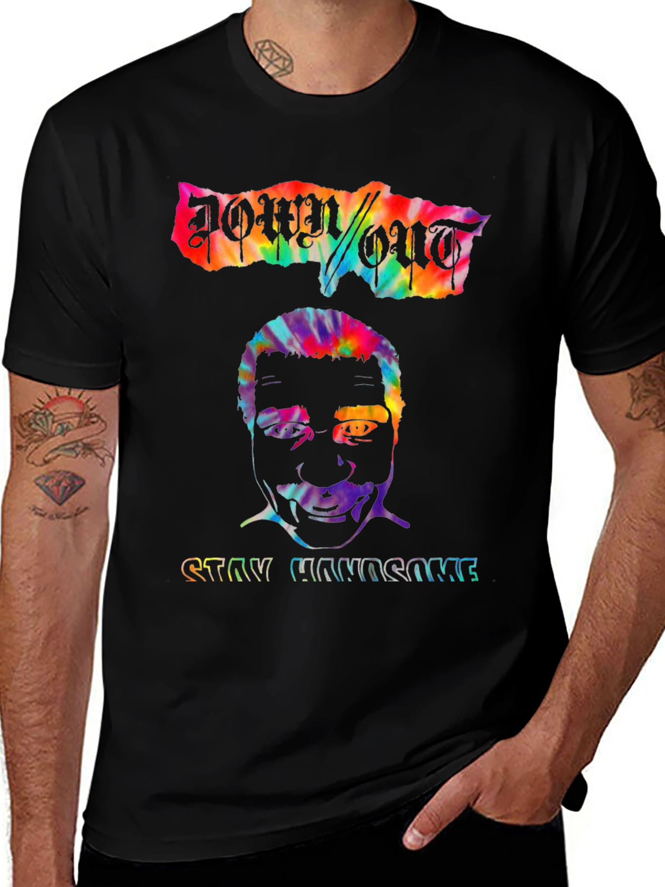 Down/Out Stay Handsome Graphic Tee - Mens Black T-Shirt