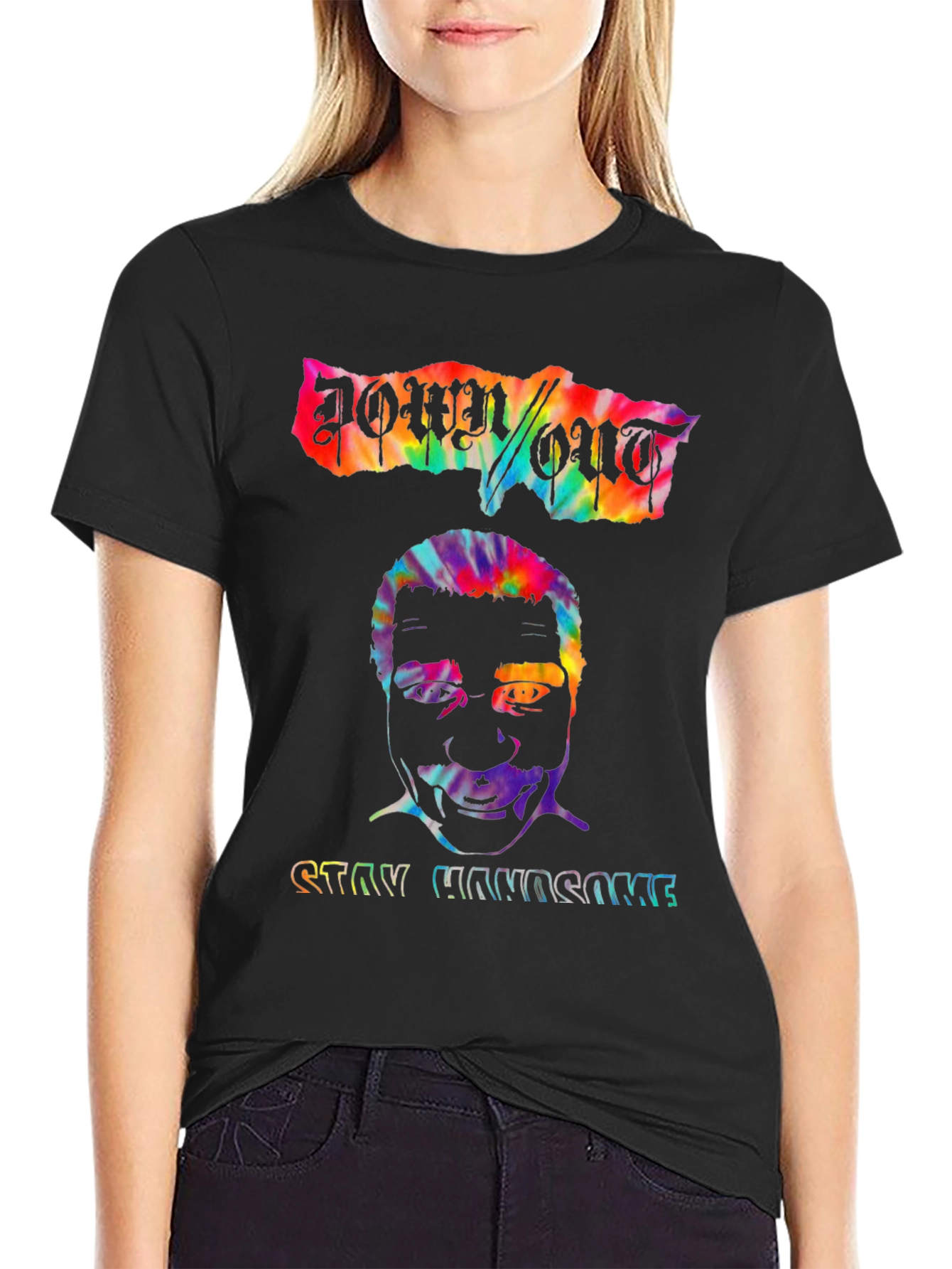 Down/Out Stay Handsome Graphic Tee - Mens Black T-Shirt