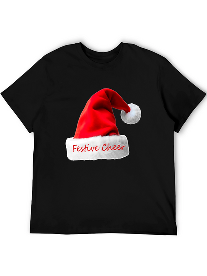 Festive Cheer Santa Hat Graphic T-Shirt