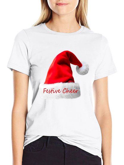 Festive Cheer Santa Hat Graphic T-Shirt