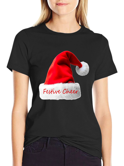 Festive Cheer Santa Hat Graphic T-Shirt