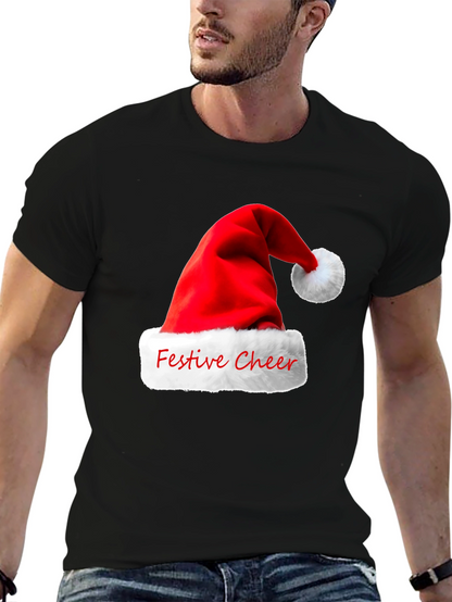 Festive Cheer Santa Hat Graphic T-Shirt