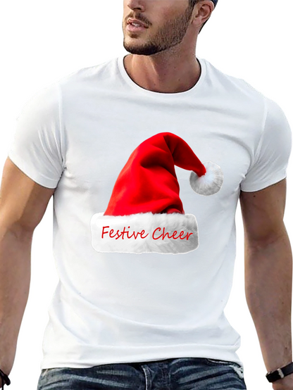 Festive Cheer Santa Hat Graphic T-Shirt