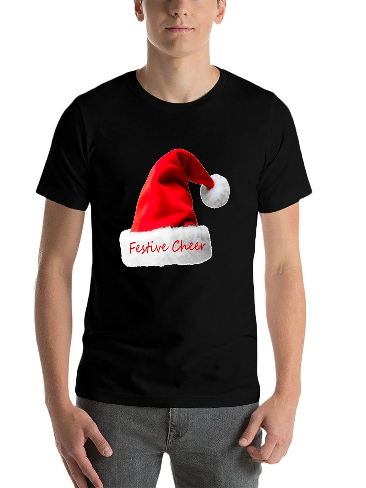 Festive Cheer Santa Hat Graphic T-Shirt