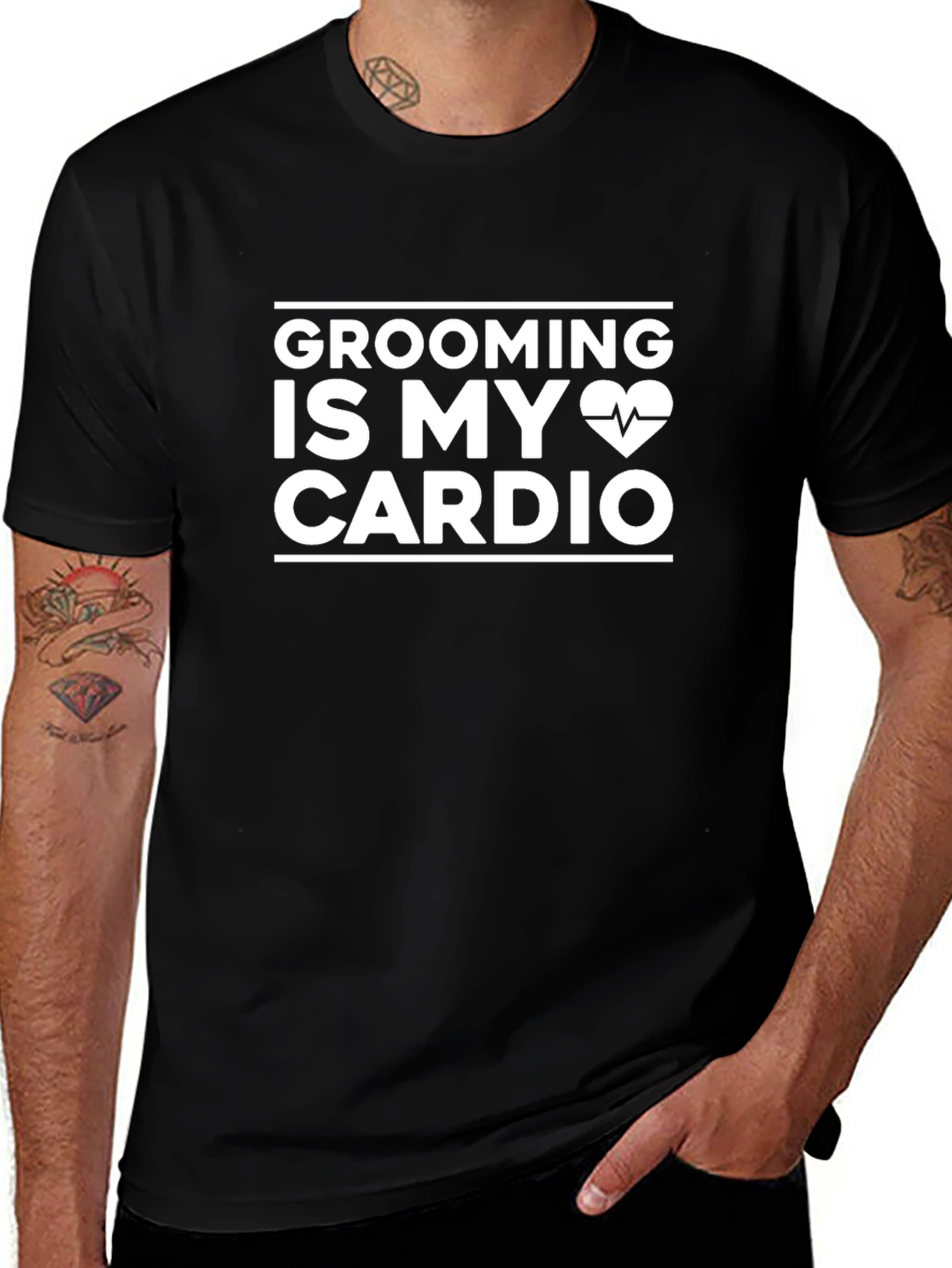 Grooming Is My Cardio T-Shirt - Black Cotton Tee