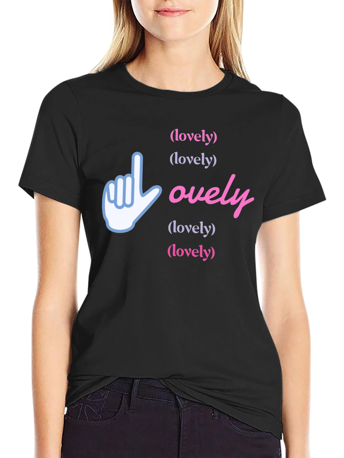 Lovely Graphic Print Black T-Shirt