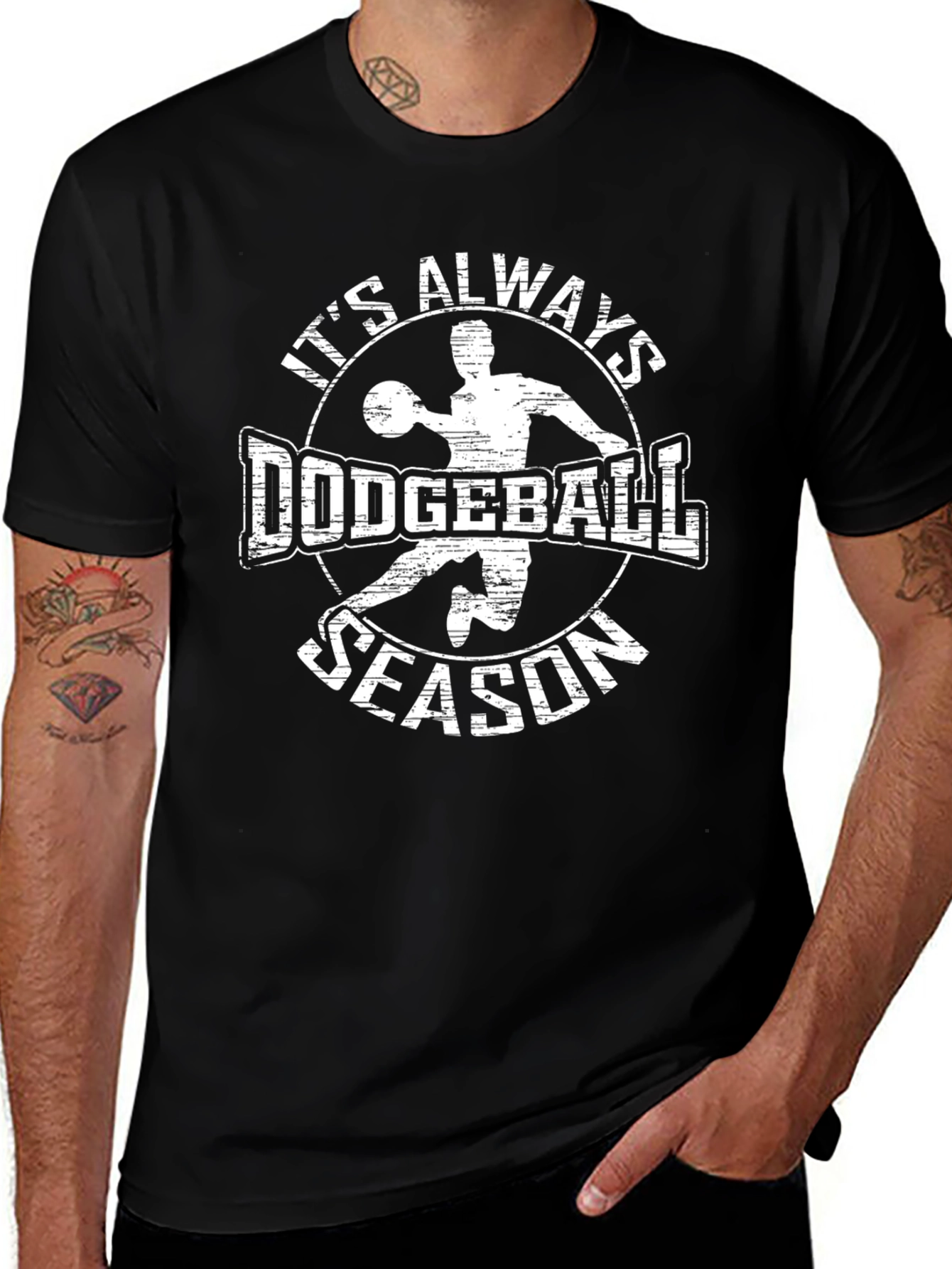 Dodgeball Season Black Graphic T-Shirt