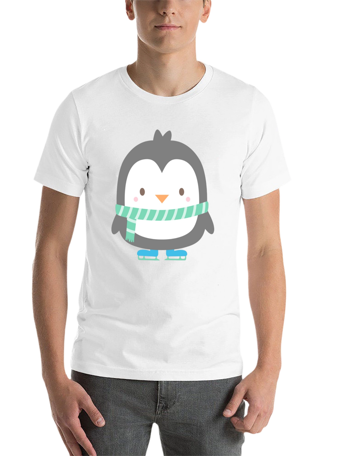 Cute Penguin Ice Skating Black T-Shirt