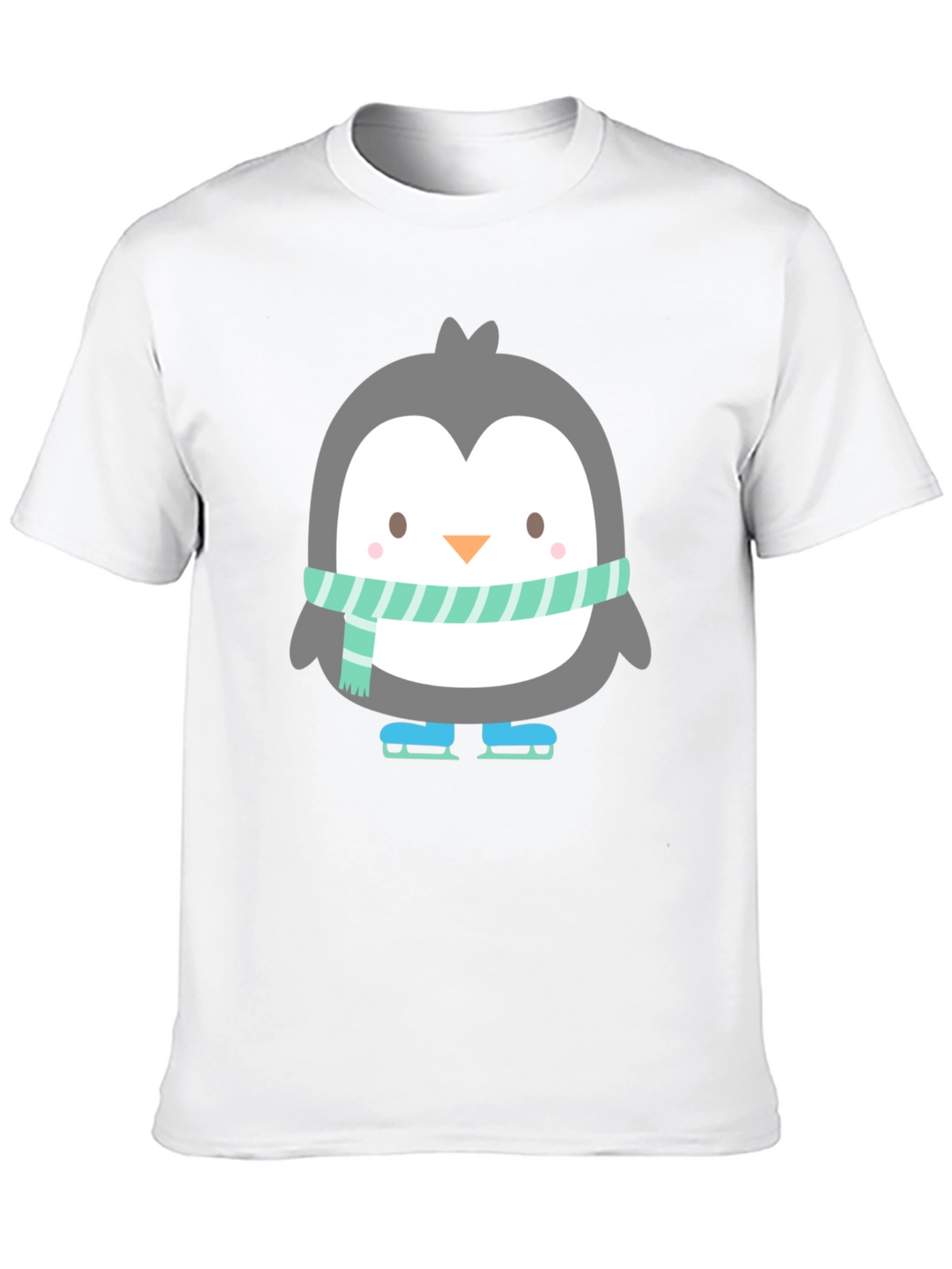 Cute Penguin Ice Skating Black T-Shirt