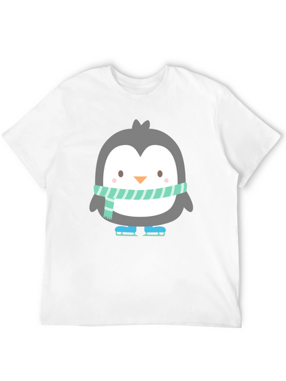 Cute Penguin Ice Skating Black T-Shirt