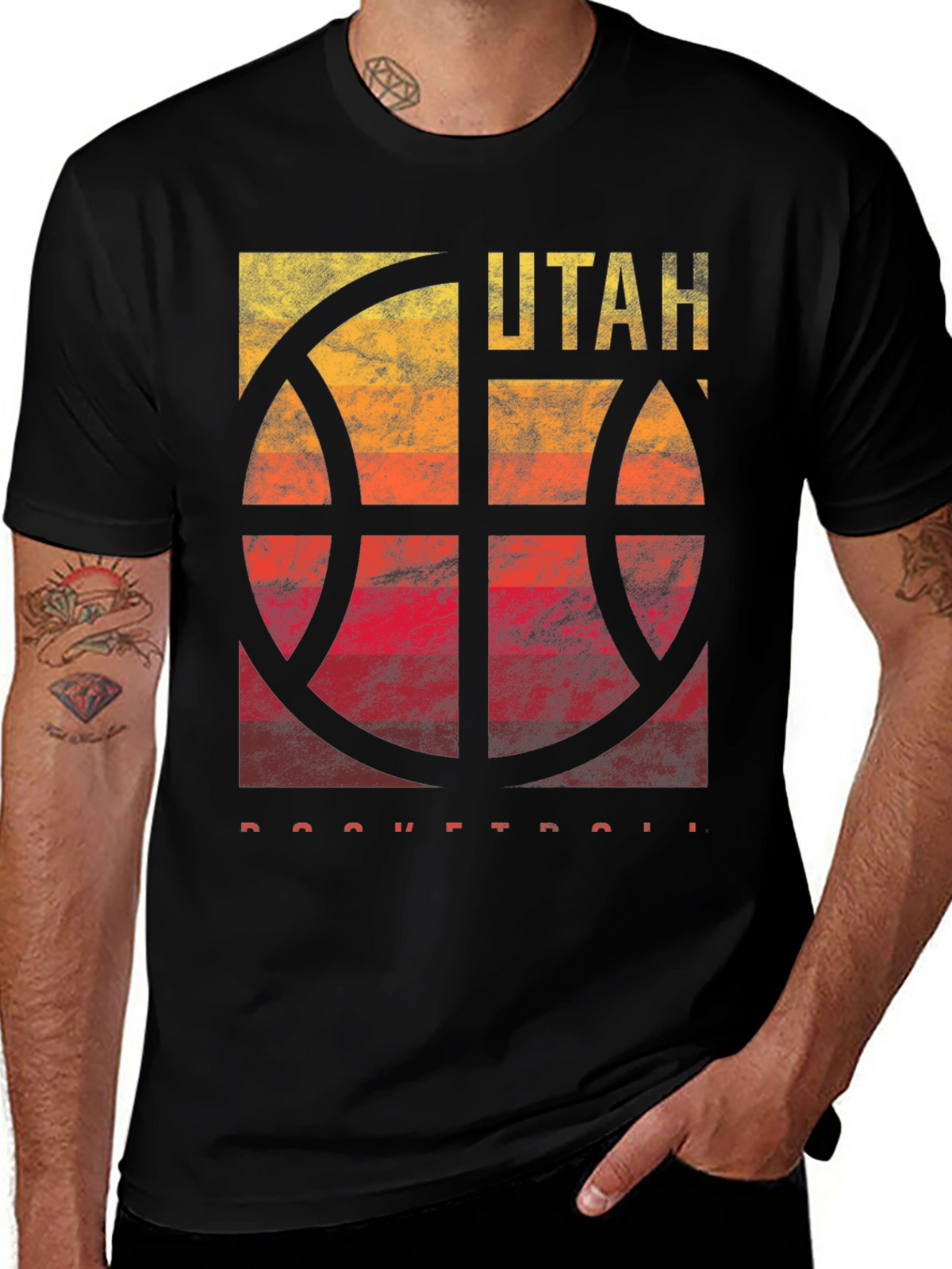 Utah Basketball Graphic Tee - Mens Black T-Shirt