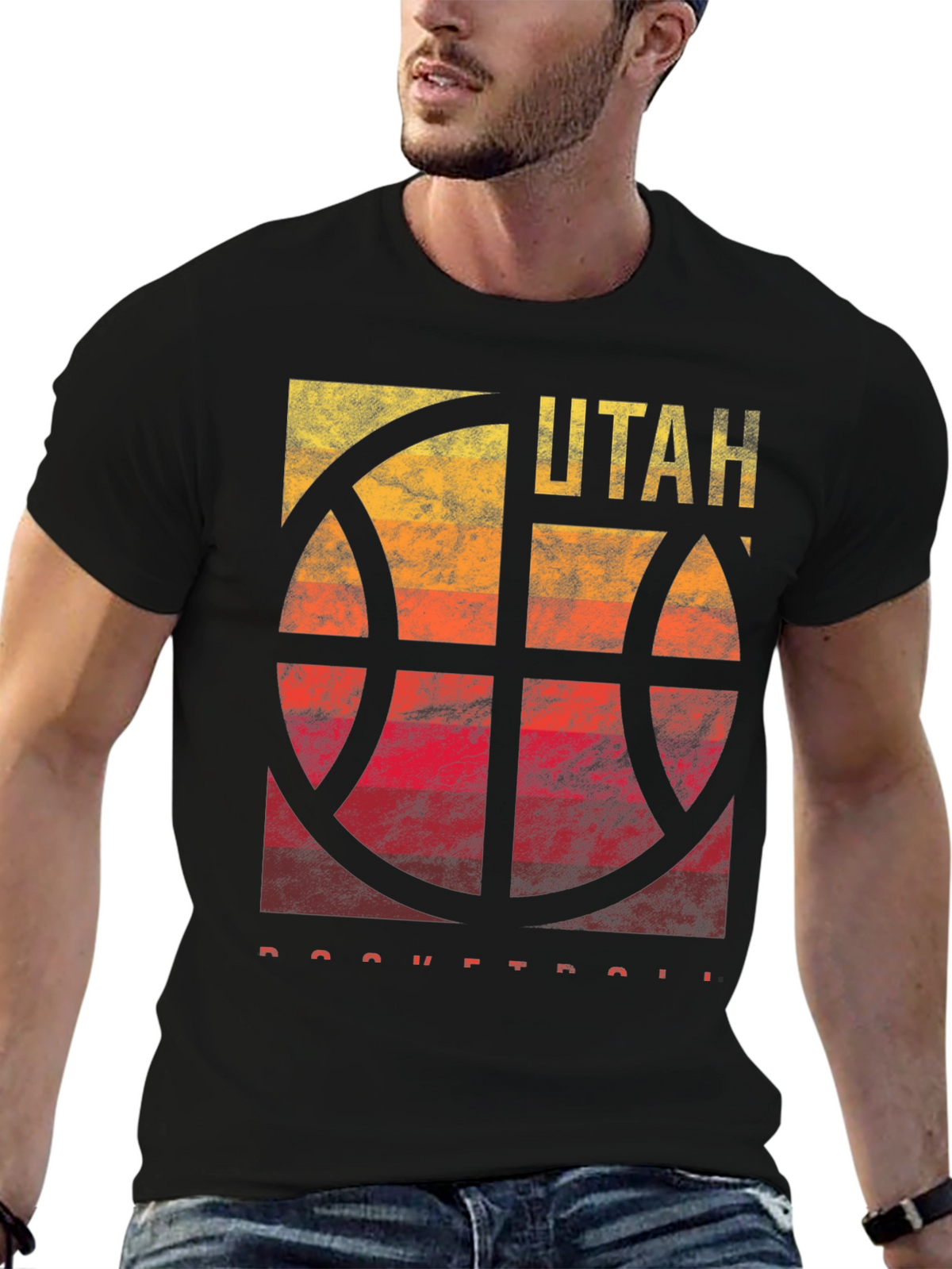 Utah Basketball Graphic Tee - Mens Black T-Shirt