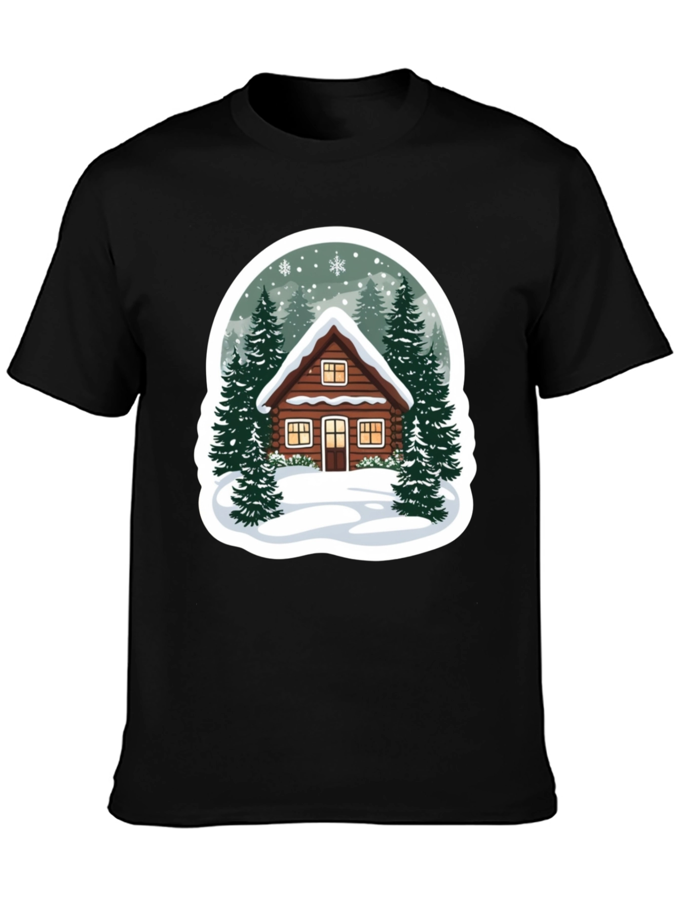 Winter Cabin Graphic Tee - Cozy Holiday Style