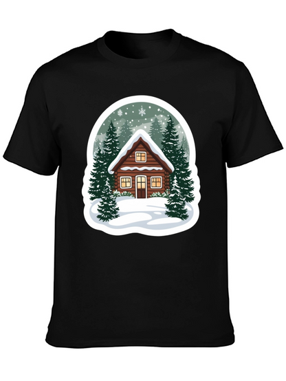 Winter Cabin Graphic Tee - Cozy Holiday Style