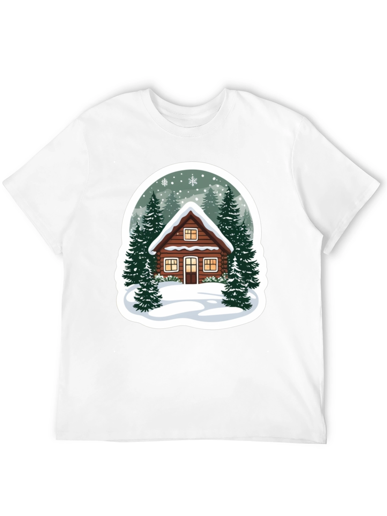 Winter Cabin Graphic Tee - Cozy Holiday Style