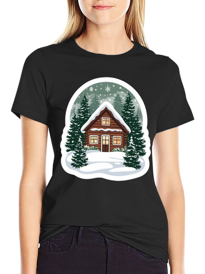 Winter Cabin Graphic Tee - Cozy Holiday Style