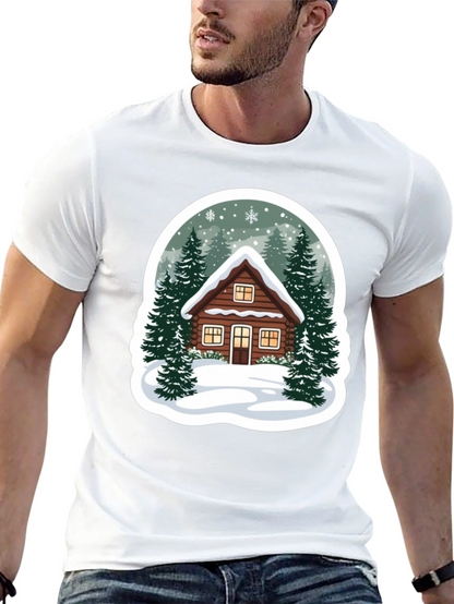 Winter Cabin Graphic Tee - Cozy Holiday Style