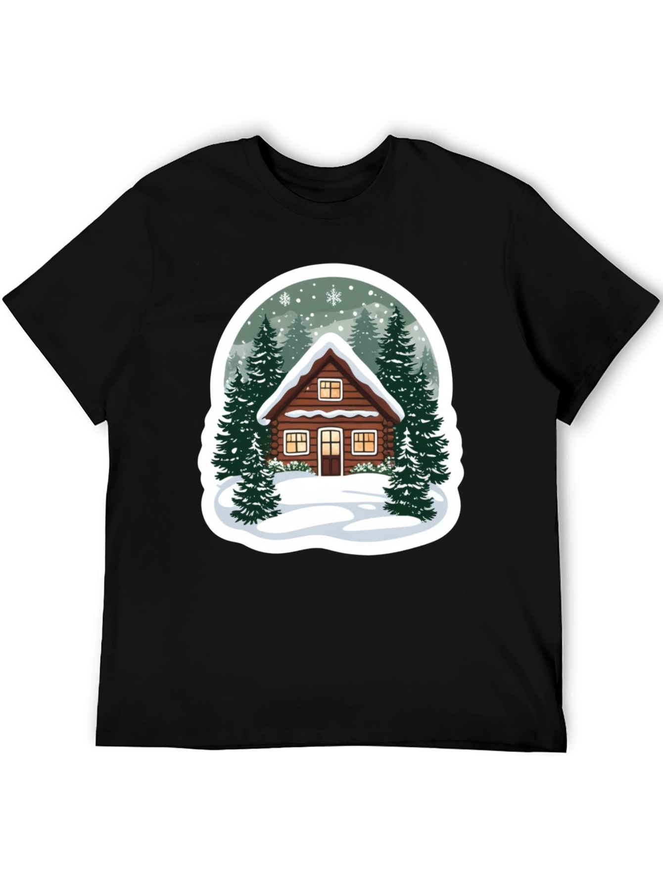 Winter Cabin Graphic Tee - Cozy Holiday Style