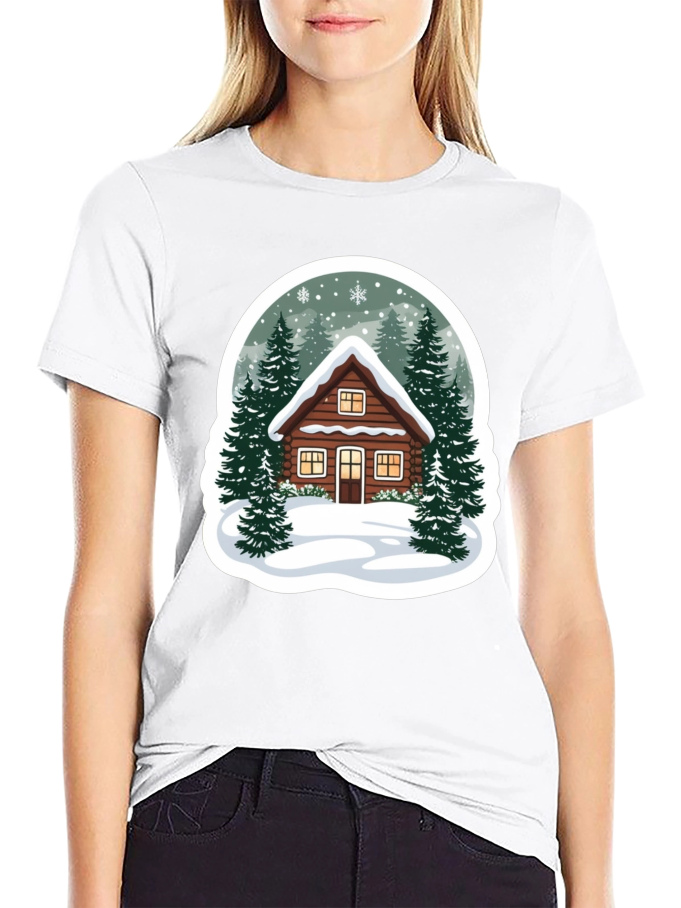 Winter Cabin Graphic Tee - Cozy Holiday Style