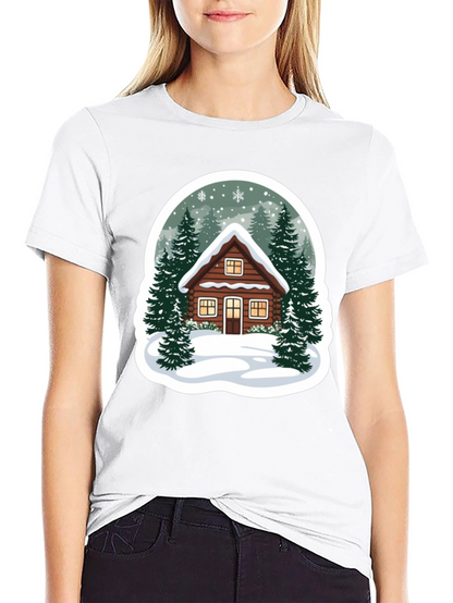 Winter Cabin Graphic Tee - Cozy Holiday Style