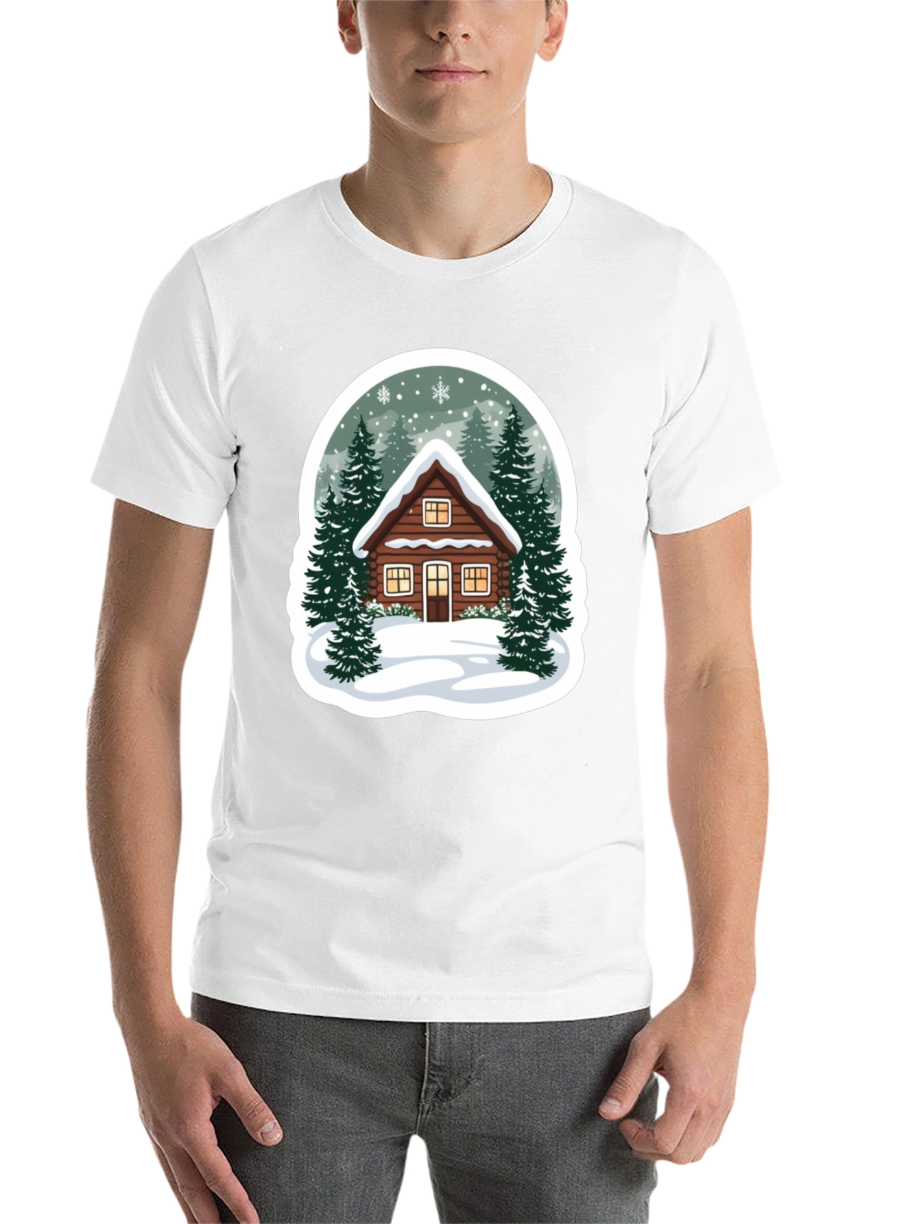 Winter Cabin Graphic Tee - Cozy Holiday Style