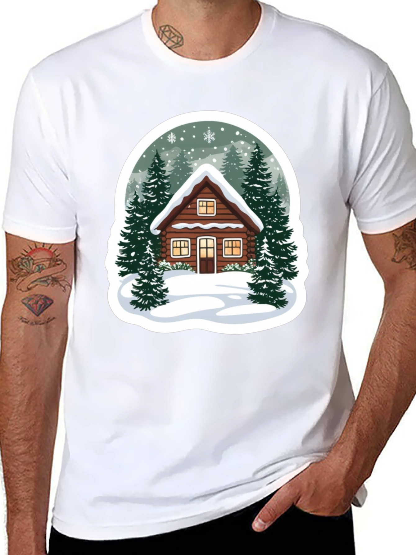Winter Cabin Graphic Tee - Cozy Holiday Style