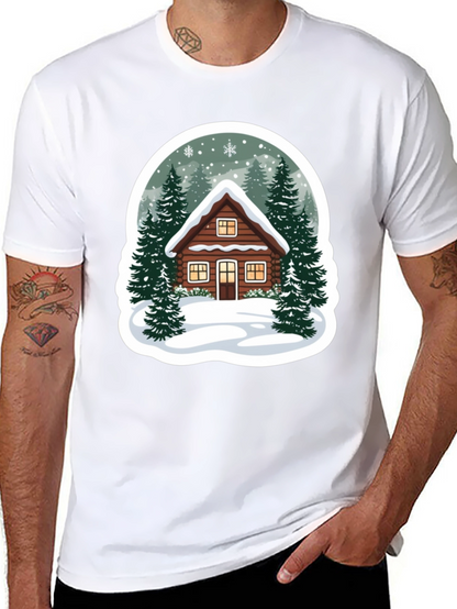 Winter Cabin Graphic Tee - Cozy Holiday Style