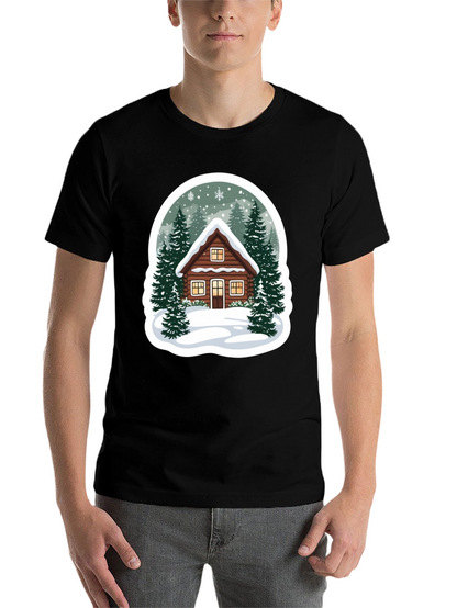 Winter Cabin Graphic Tee - Cozy Holiday Style