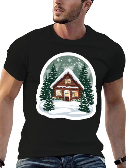 Winter Cabin Graphic Tee - Cozy Holiday Style