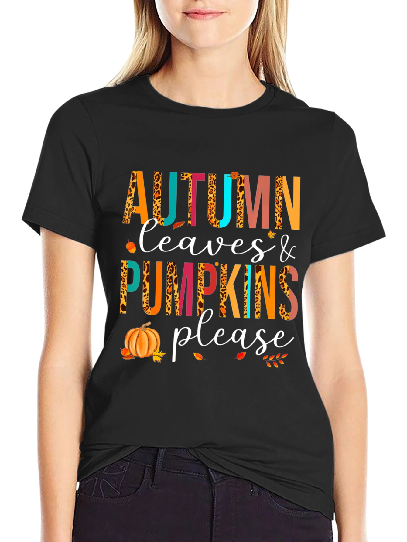 Autumn Leaves & Pumpkins Please T-Shirt