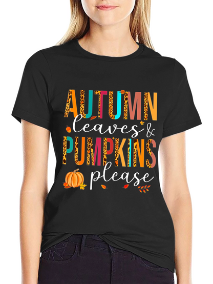 Autumn Leaves & Pumpkins Please T-Shirt
