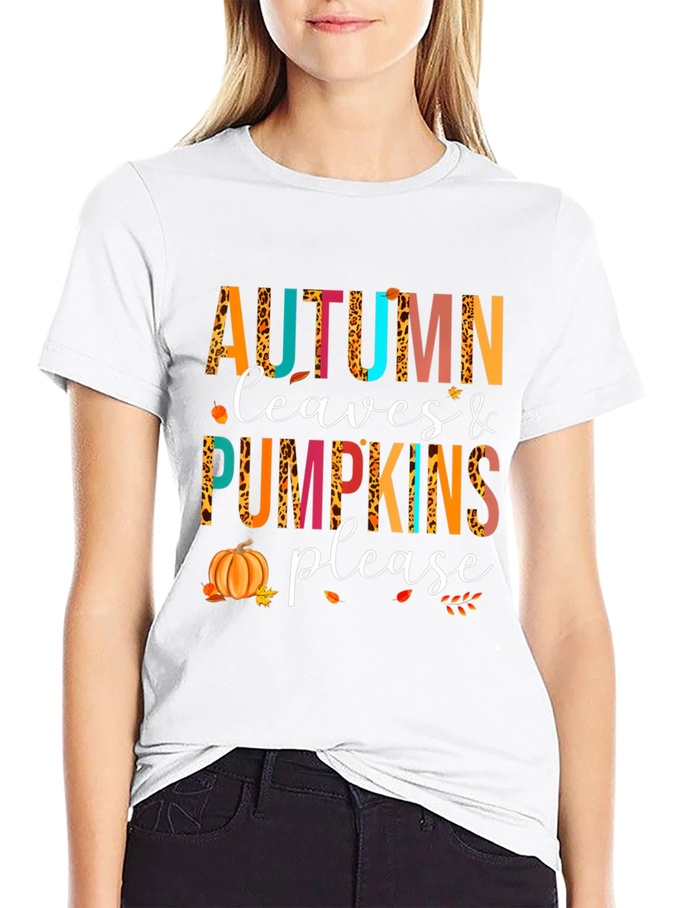 Autumn Leaves & Pumpkins Please T-Shirt