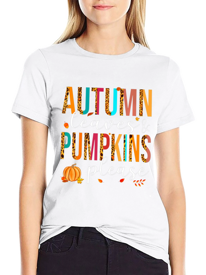 Autumn Leaves & Pumpkins Please T-Shirt