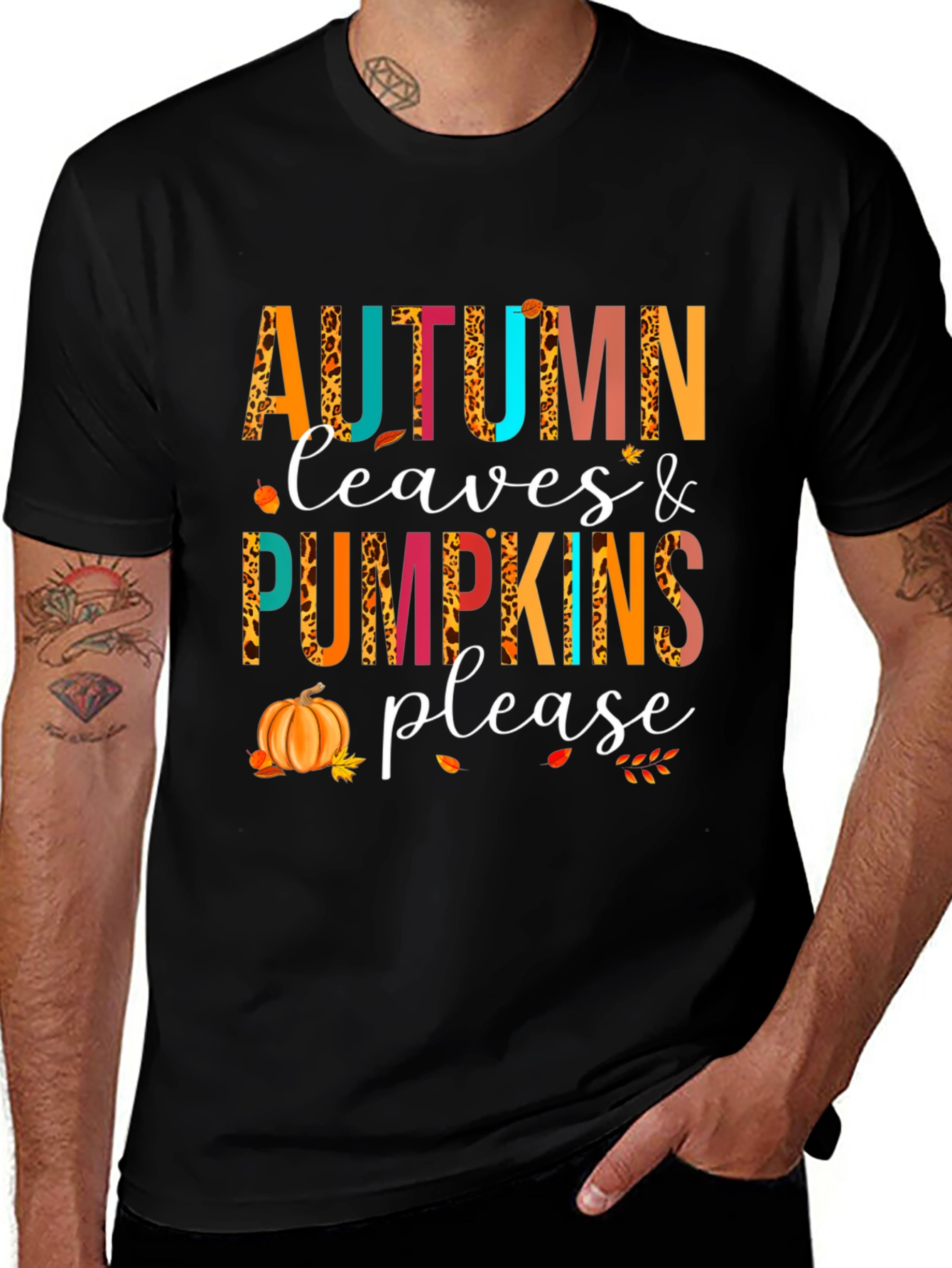 Autumn Leaves & Pumpkins Please T-Shirt