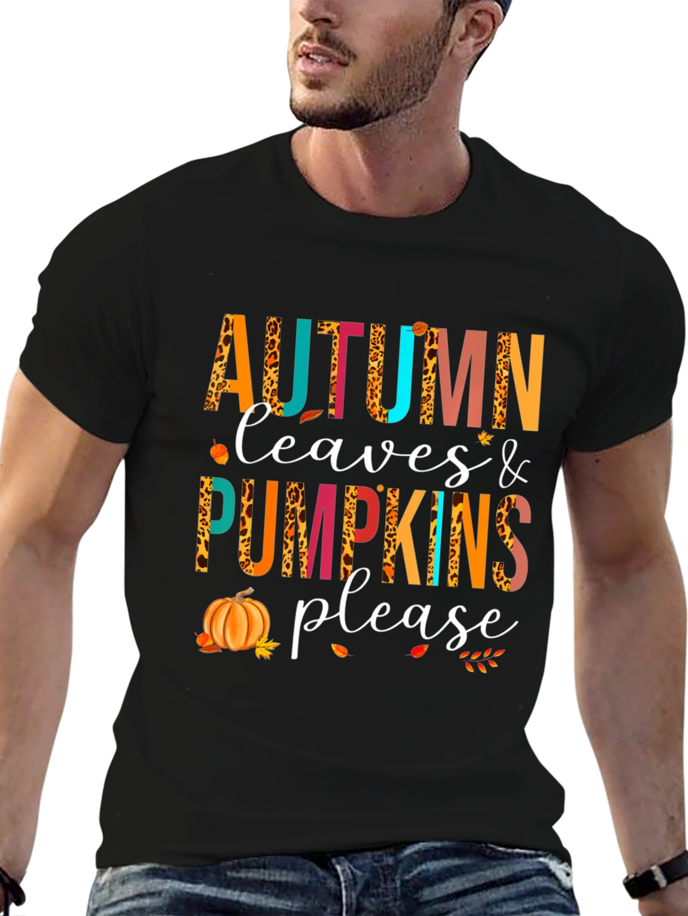 Autumn Leaves & Pumpkins Please T-Shirt