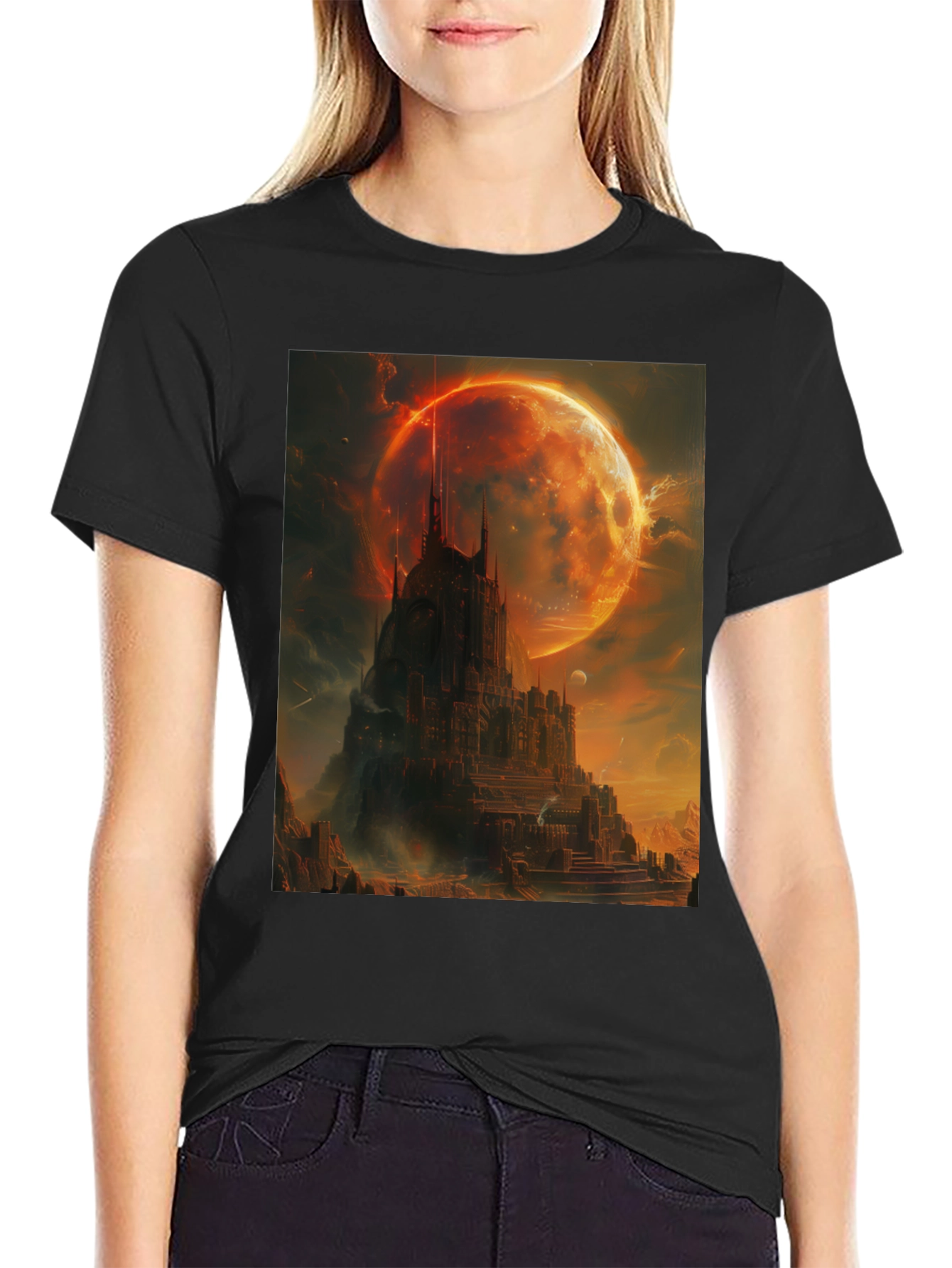 Fantasy Castle Graphic T-Shirt - Mens Black Tee
