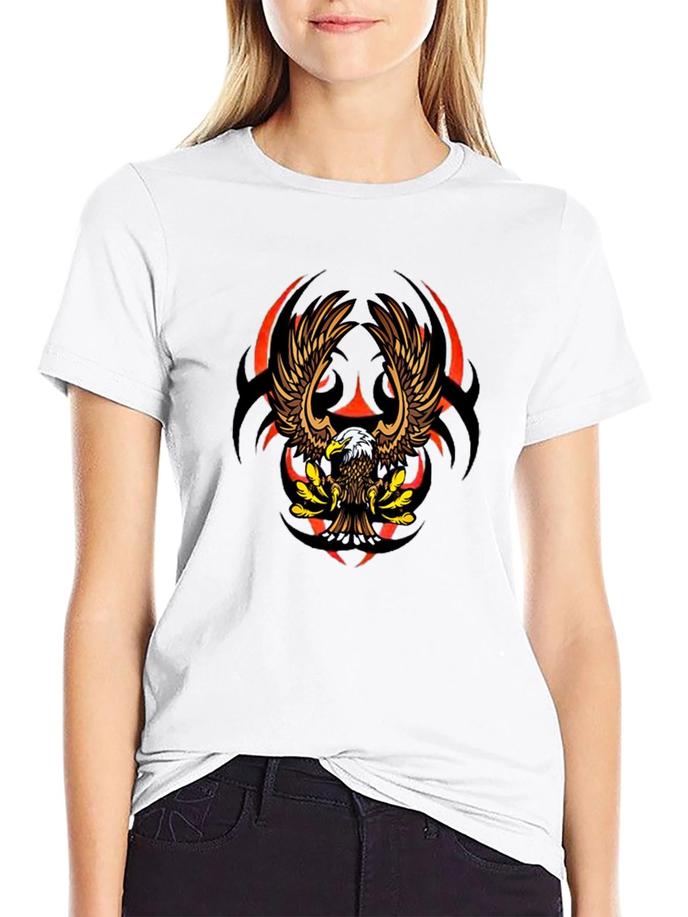 Eagle Graphic Black Tee - Bold Tribal Design