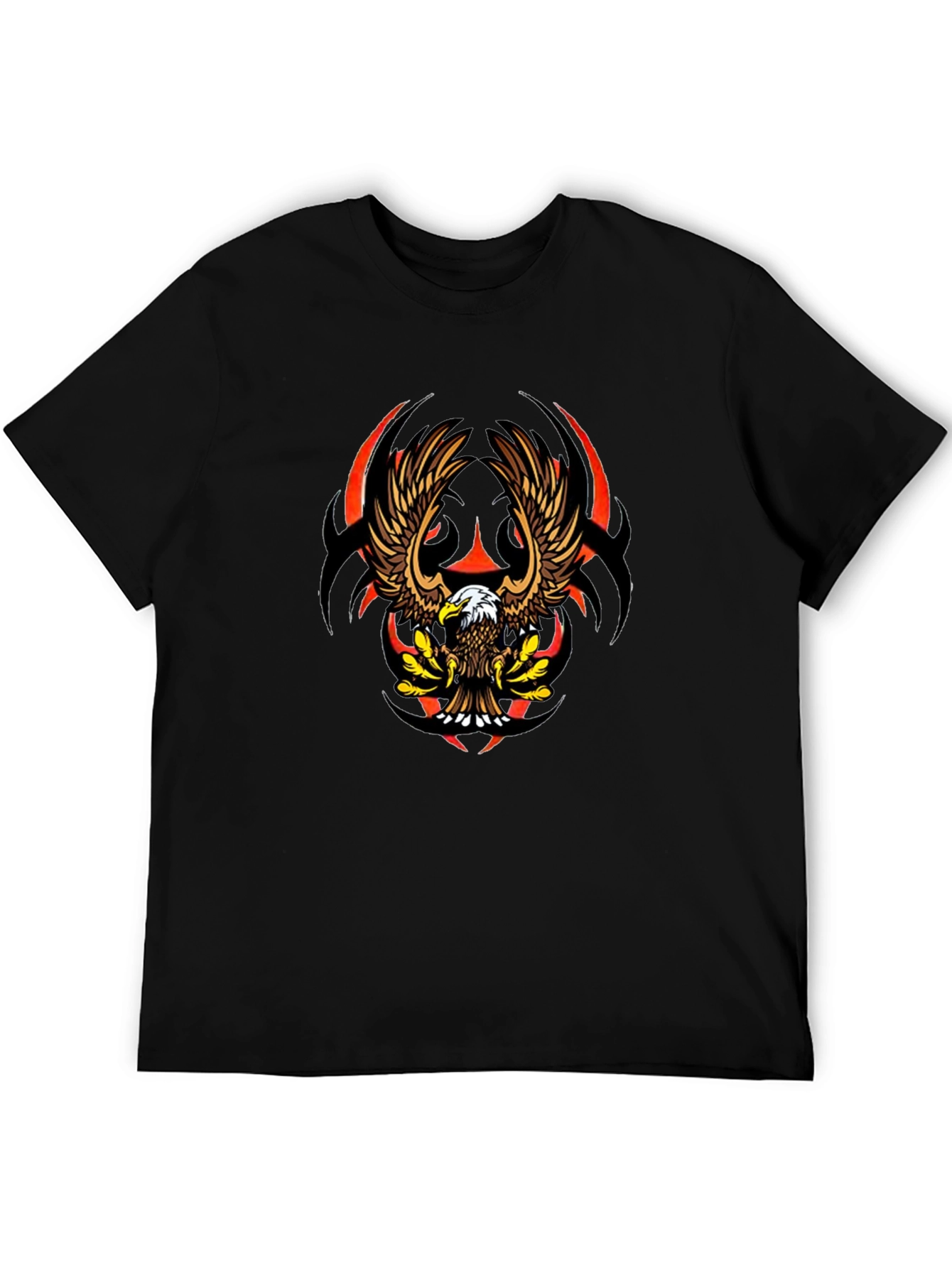 Eagle Graphic Black Tee - Bold Tribal Design